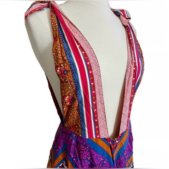 Free People Maritzah One-Piece Jumpsuit 🌺 Boho Patchwork Print | Size 4 | NWOT - Picture 8 of 9
